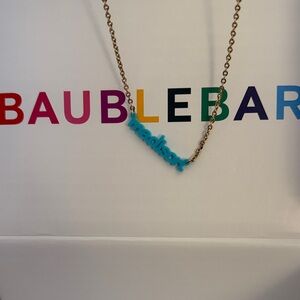 BaubleBar Gold Chain Necklace with Turquoise 'madison' Nameplate